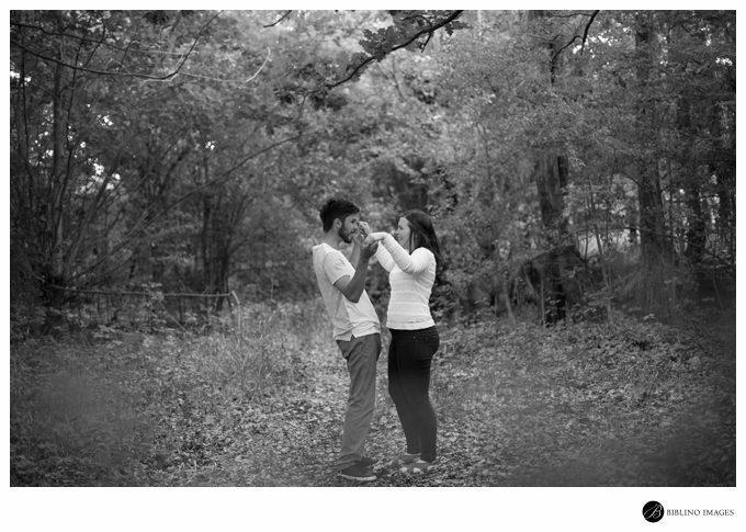 Black & white engagement photo