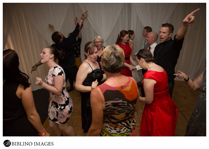 wedding guests dance at Rydges hotel