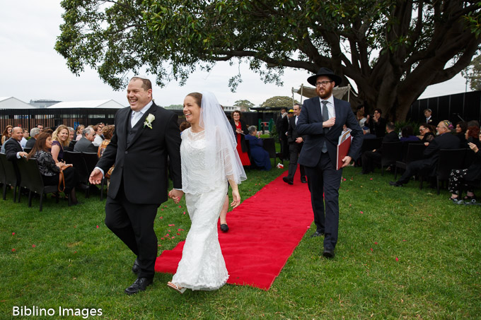 Bride and groom after the ceremony at Royal Randwick